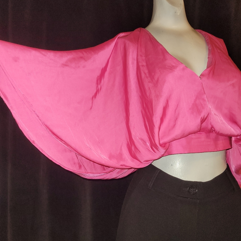 Elegant Satin Pink Women's Top S